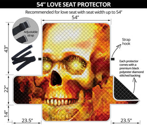 Burning Evil Skull Print Loveseat Protector