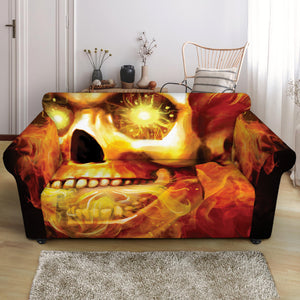 Burning Evil Skull Print Loveseat Slipcover