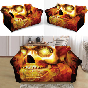 Burning Evil Skull Print Loveseat Slipcover