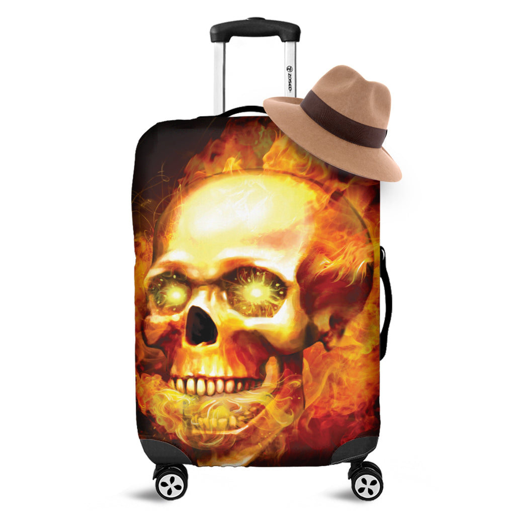 Burning Evil Skull Print Luggage Cover