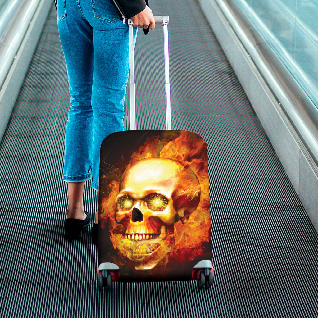 Burning Evil Skull Print Luggage Cover