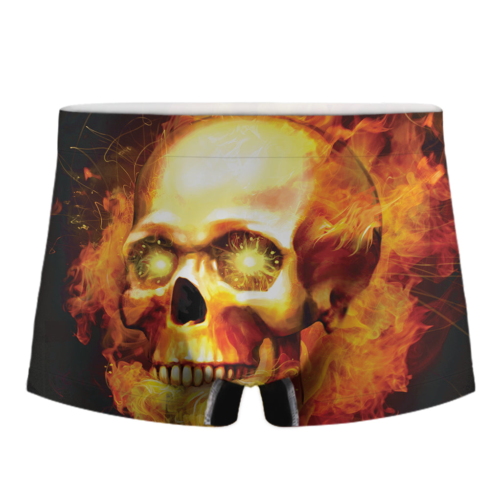 Burning Evil Skull Print Men's Boxer Briefs