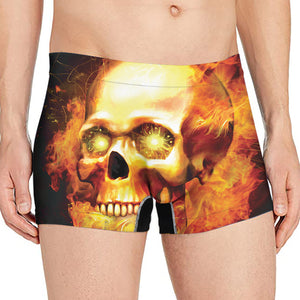 Burning Evil Skull Print Men's Boxer Briefs