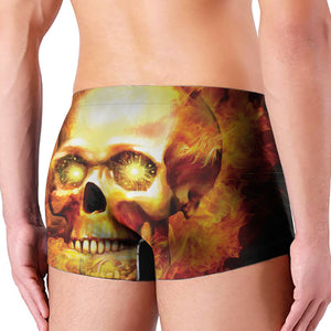 Burning Evil Skull Print Men's Boxer Briefs