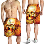 Burning Evil Skull Print Men's Shorts