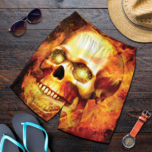 Burning Evil Skull Print Men's Shorts