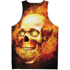 Burning Evil Skull Print Men's Tank Top