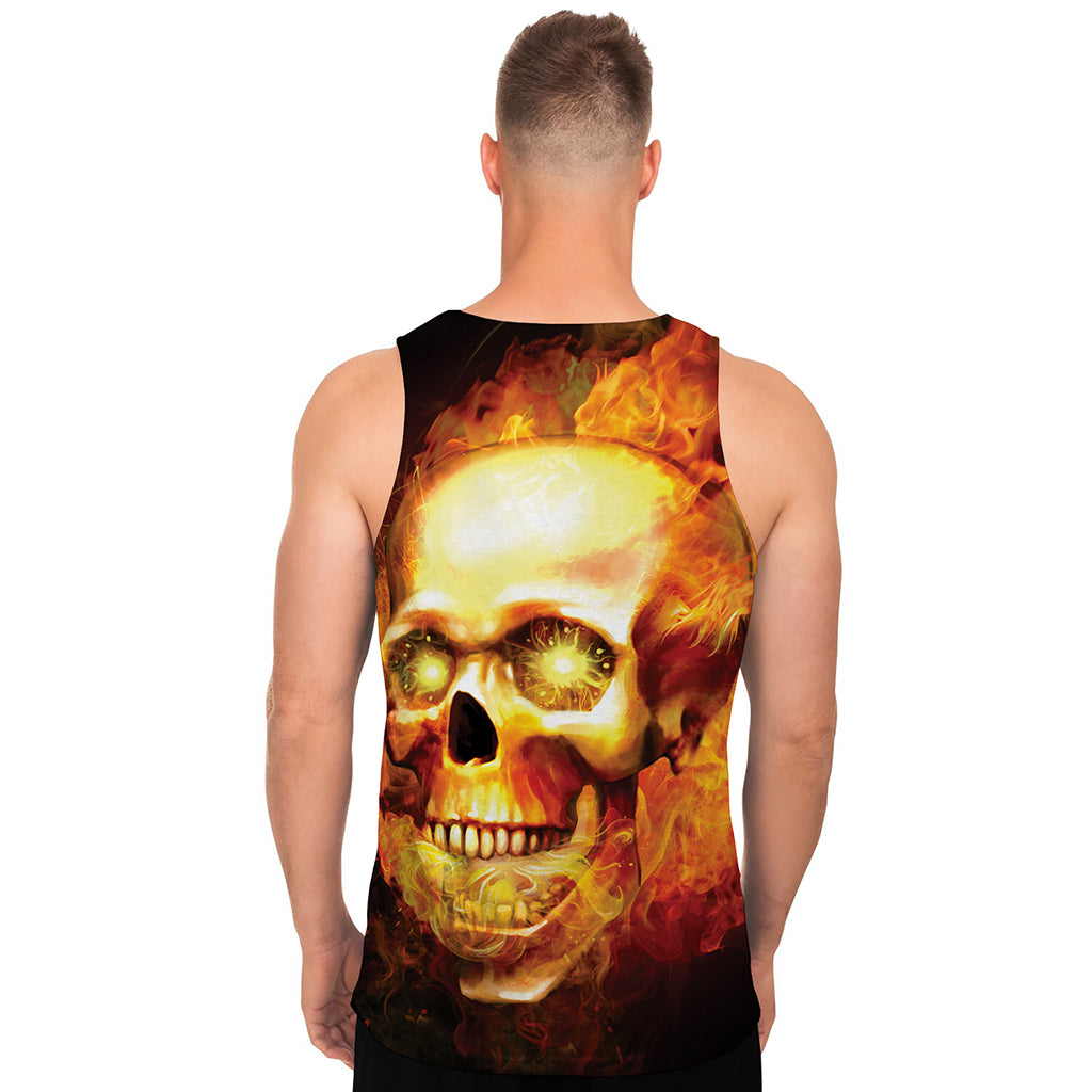 Burning Evil Skull Print Men's Tank Top