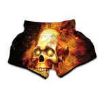 Burning Evil Skull Print Muay Thai Boxing Shorts