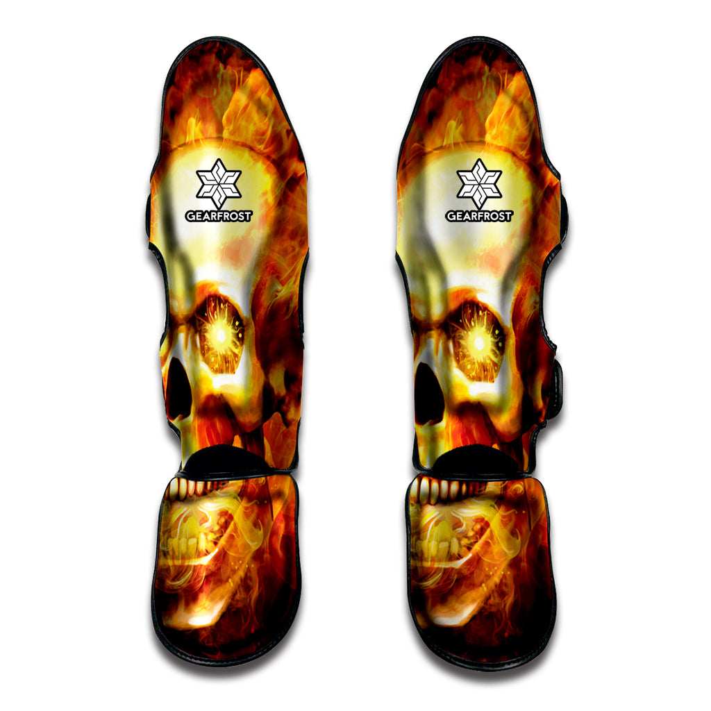 Burning Evil Skull Print Muay Thai Shin Guard