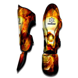 Burning Evil Skull Print Muay Thai Shin Guard