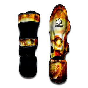 Burning Evil Skull Print Muay Thai Shin Guard