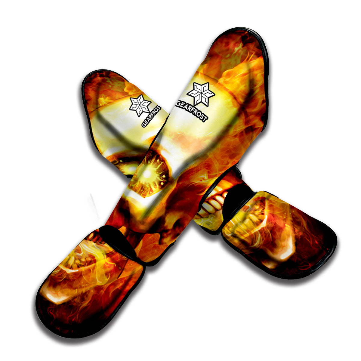 Burning Evil Skull Print Muay Thai Shin Guard