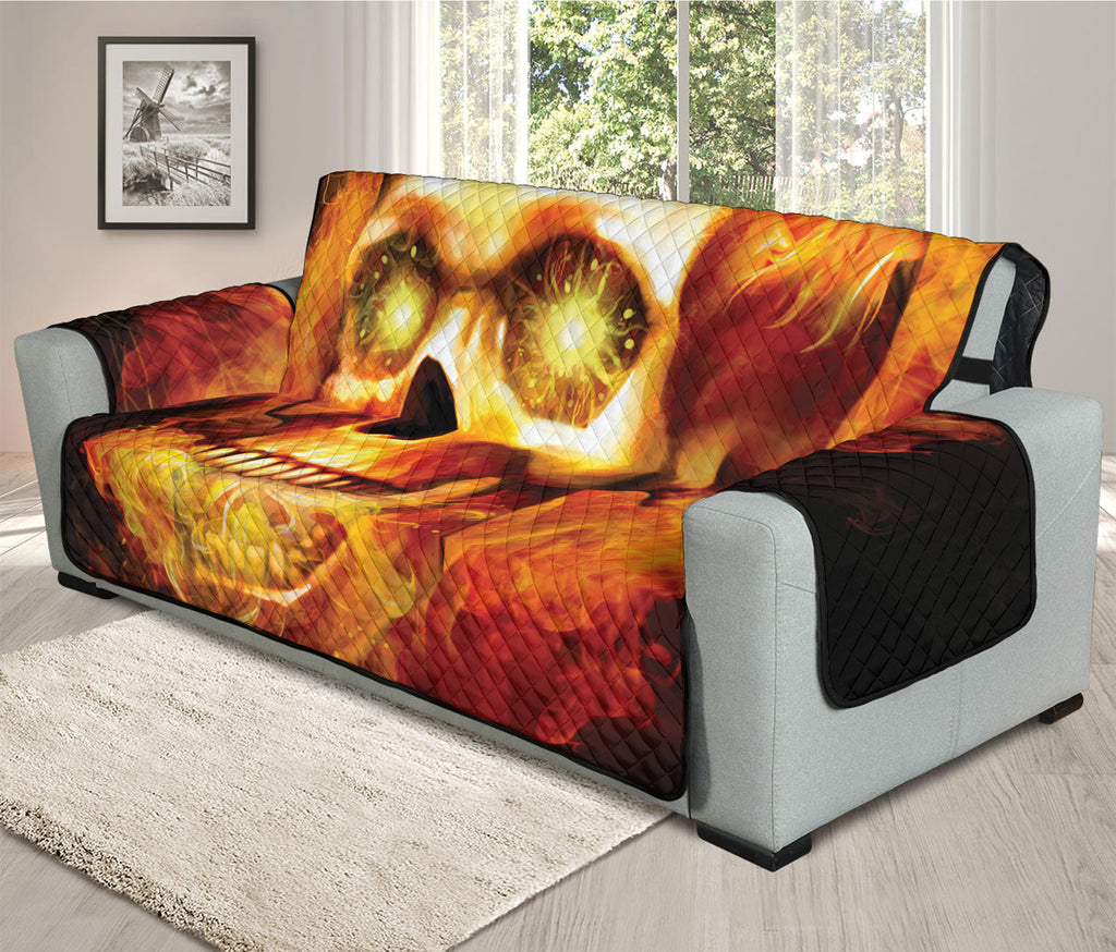 Burning Evil Skull Print Oversized Sofa Protector