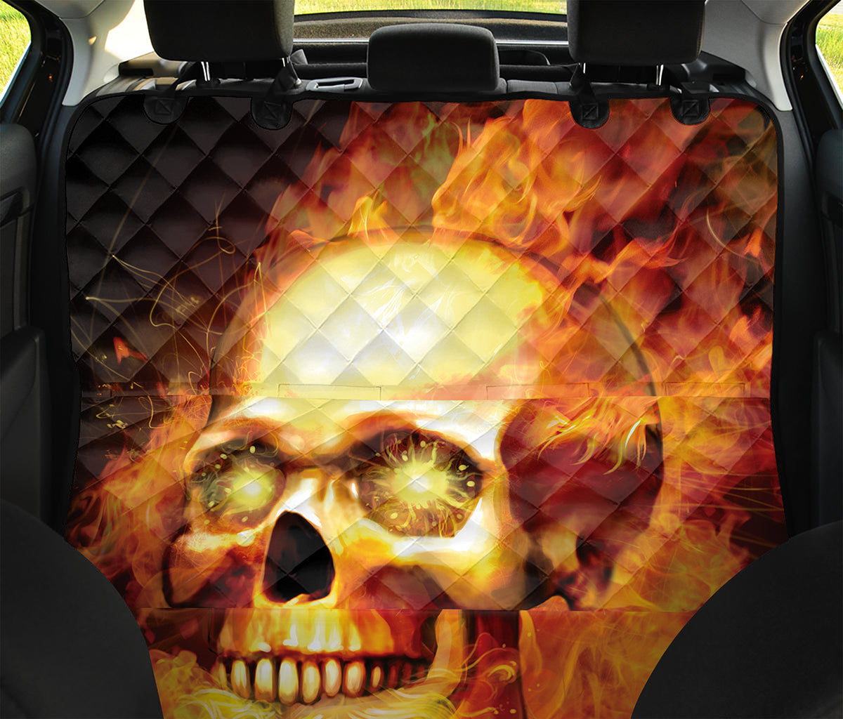 Burning Evil Skull Print Pet Car Back Seat Cover