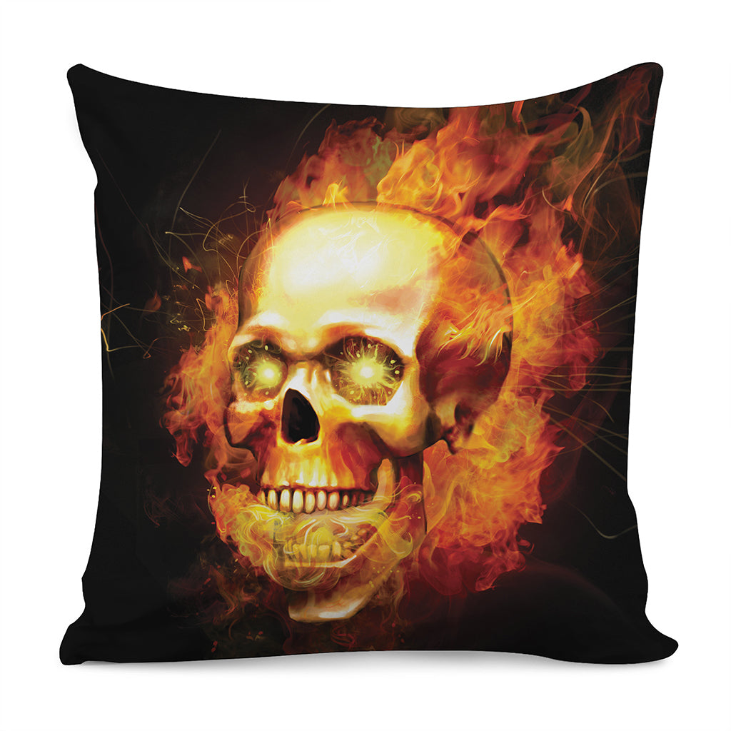 Burning Evil Skull Print Pillow Cover