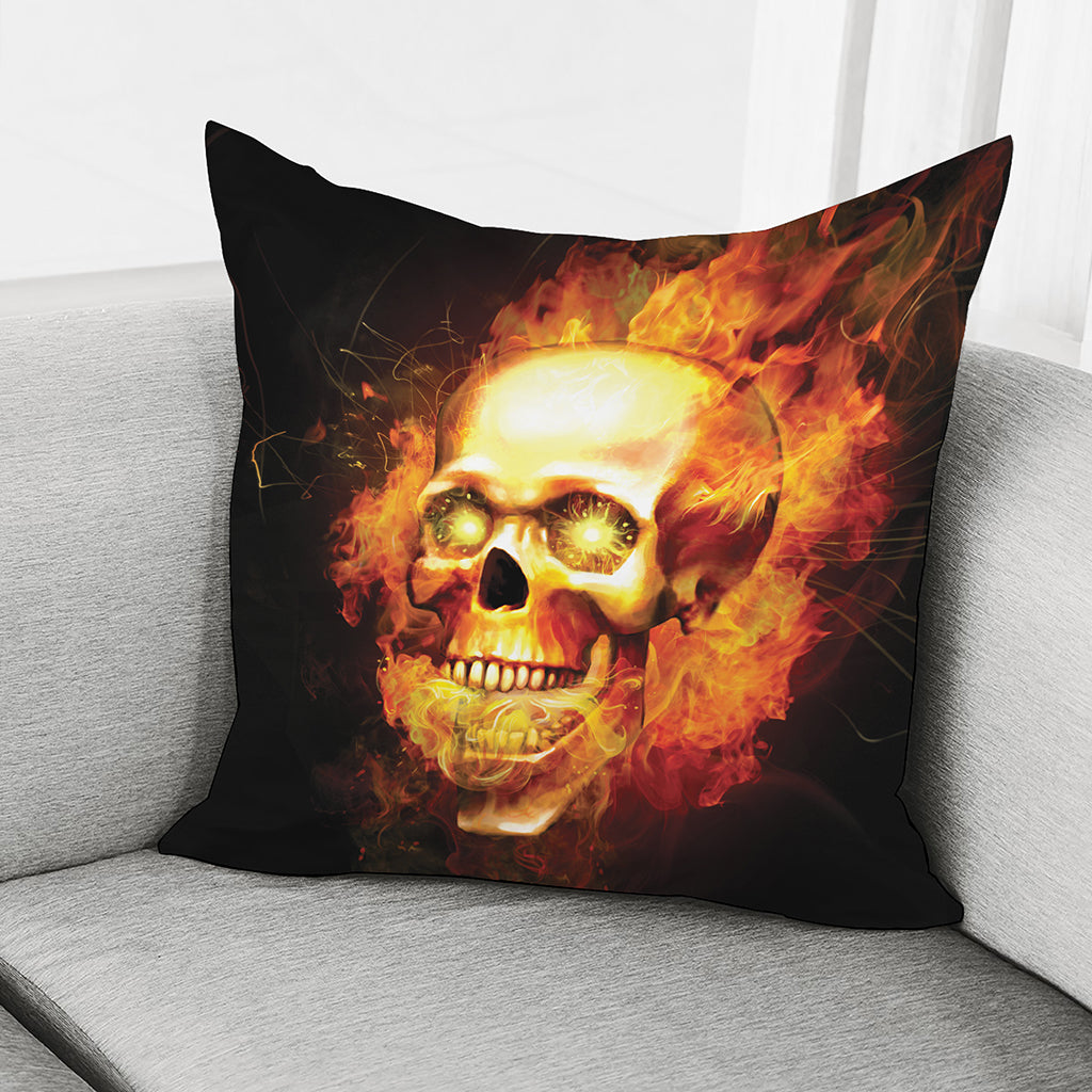 Burning Evil Skull Print Pillow Cover