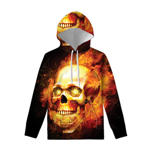 Burning Evil Skull Print Pullover Hoodie