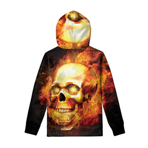 Burning Evil Skull Print Pullover Hoodie