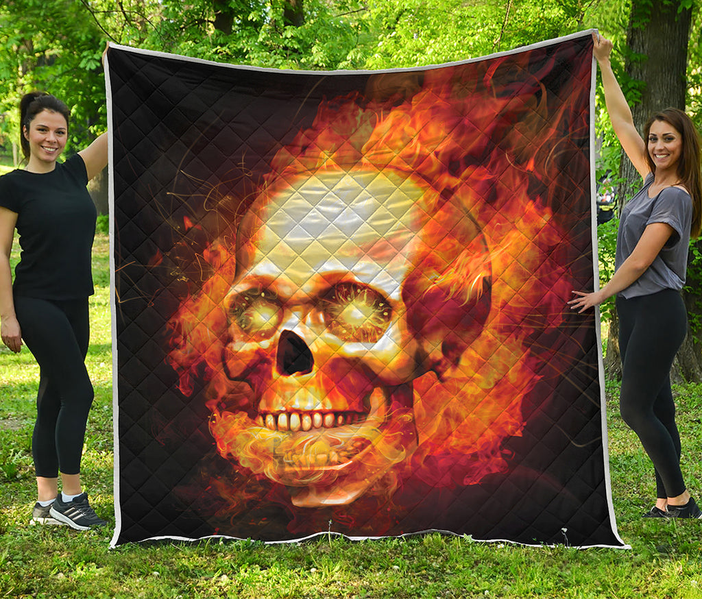 Burning Evil Skull Print Quilt