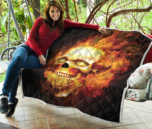 Burning Evil Skull Print Quilt