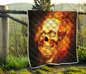 Burning Evil Skull Print Quilt