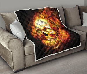 Burning Evil Skull Print Quilt