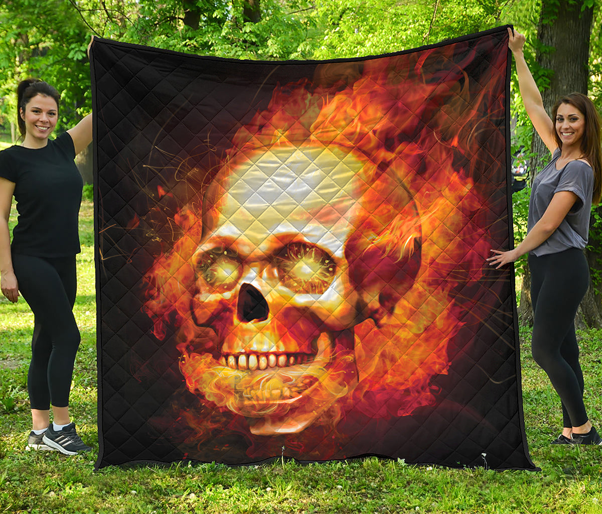 Burning Evil Skull Print Quilt