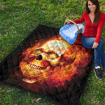 Burning Evil Skull Print Quilt