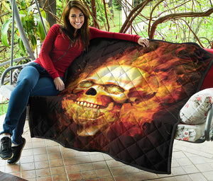 Burning Evil Skull Print Quilt