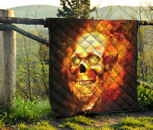 Burning Evil Skull Print Quilt