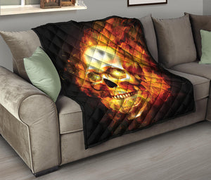 Burning Evil Skull Print Quilt