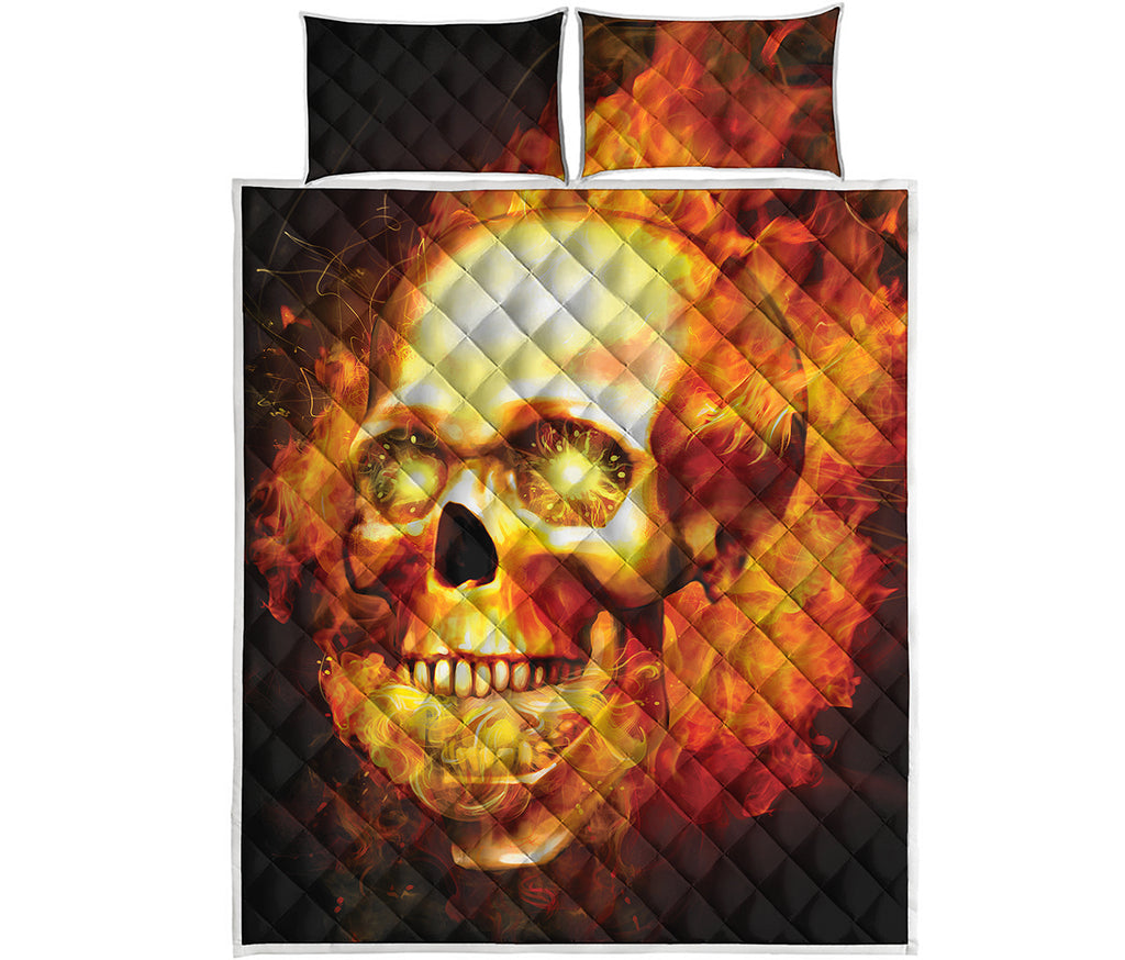 Burning Evil Skull Print Quilt Bed Set