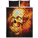 Burning Evil Skull Print Quilt Bed Set