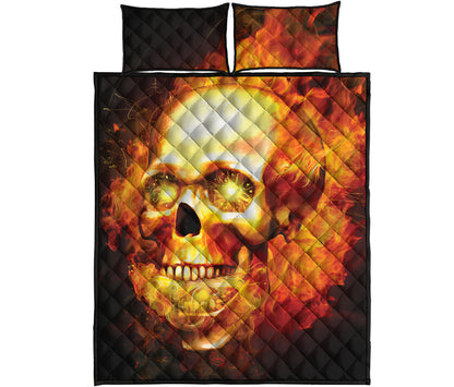 Burning Evil Skull Print Quilt Bed Set