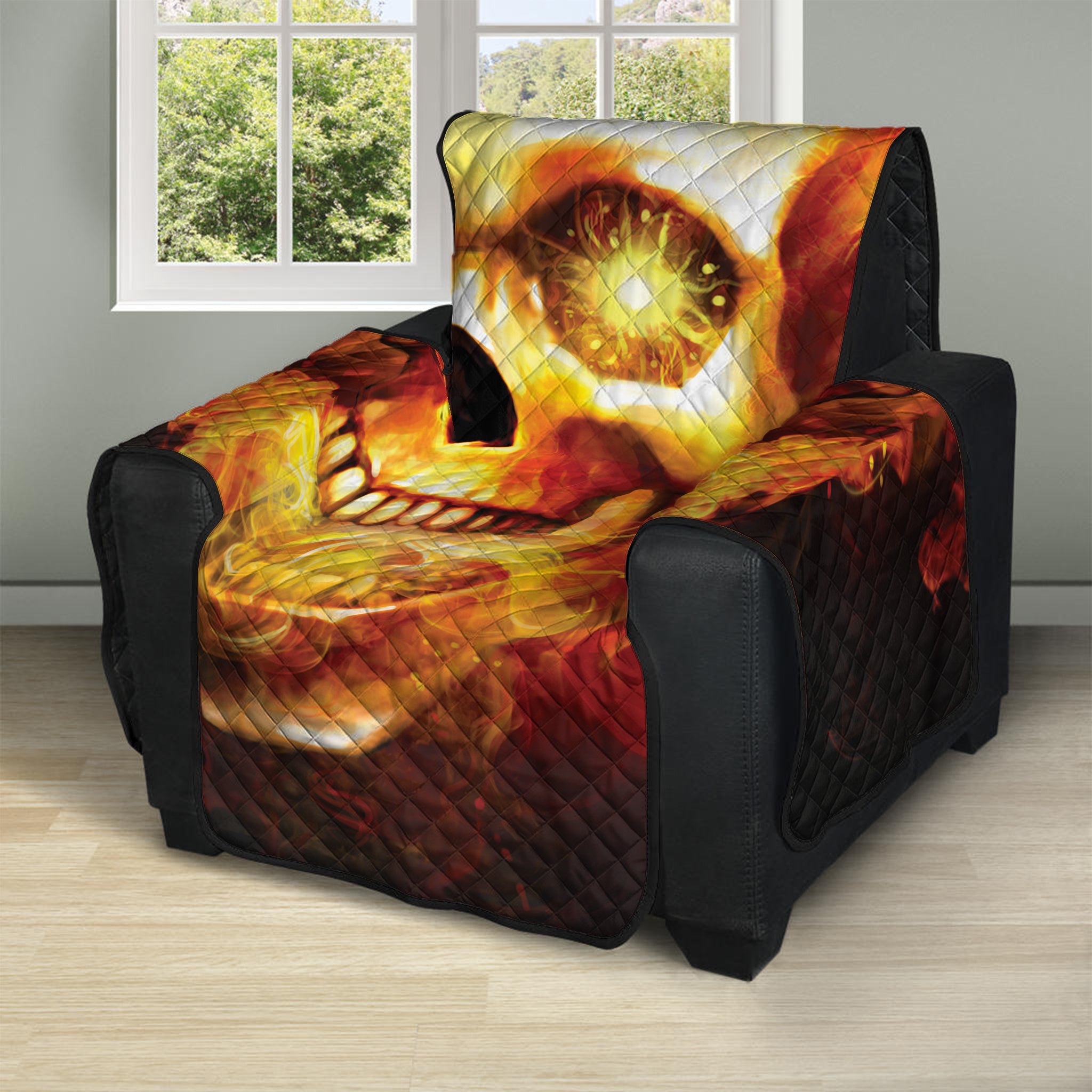 Burning Evil Skull Print Recliner Protector