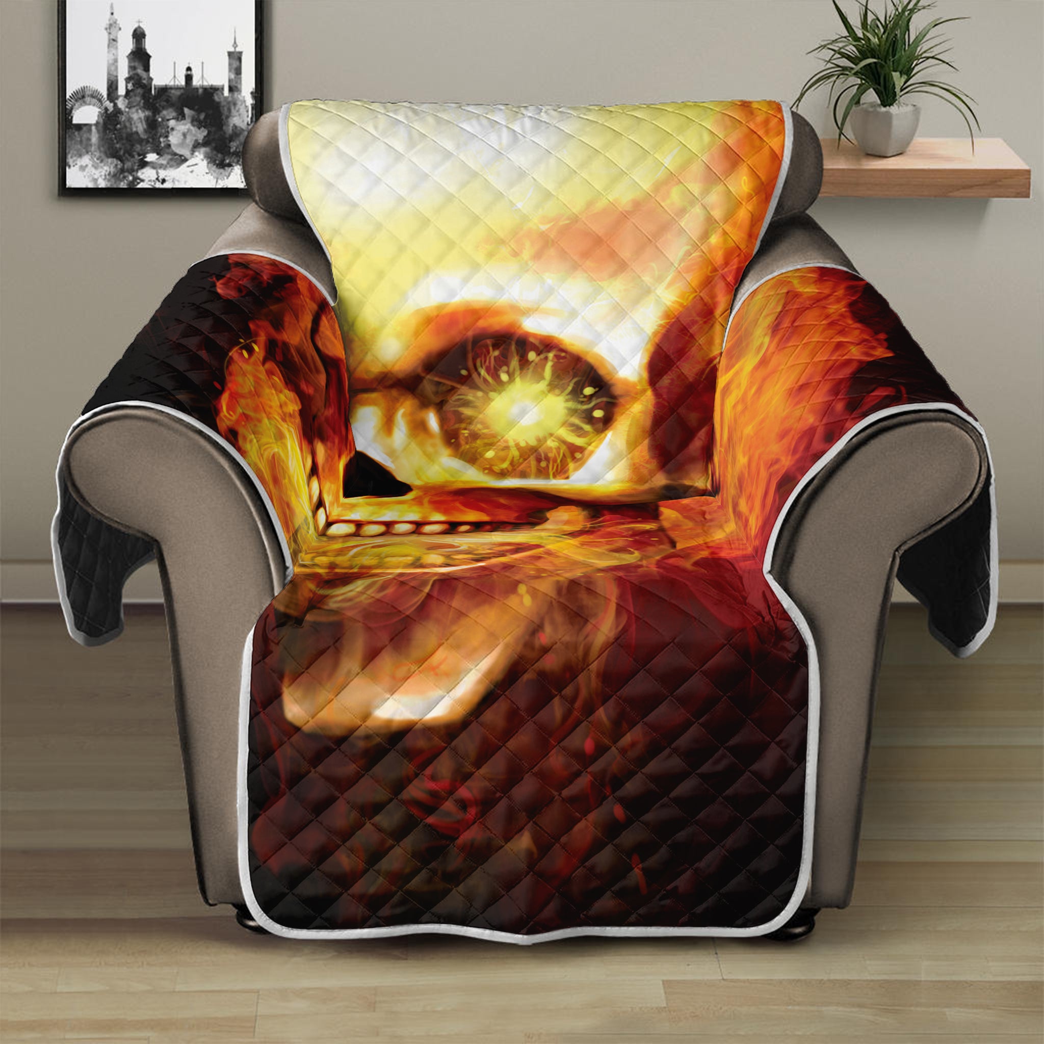 Burning Evil Skull Print Recliner Protector