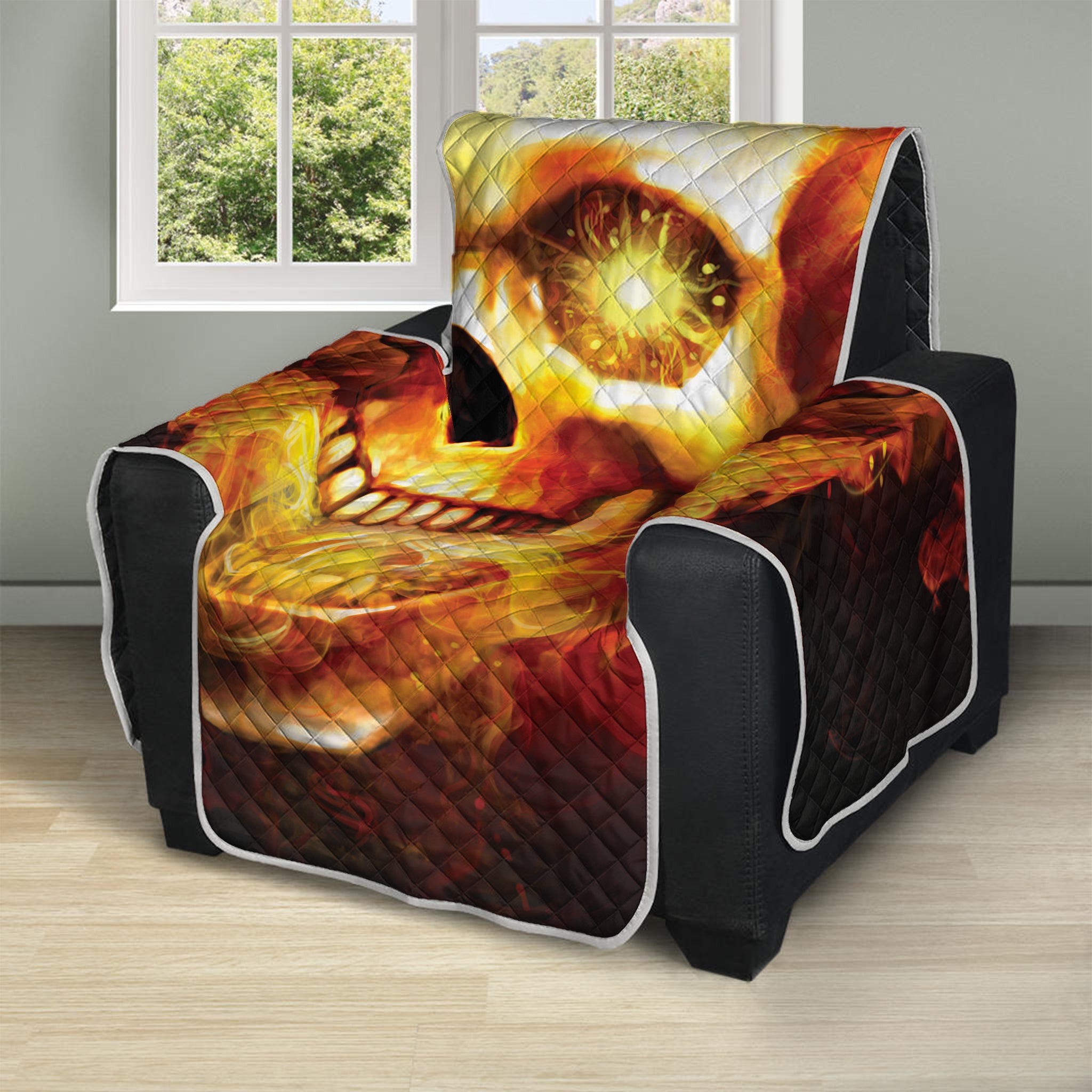 Burning Evil Skull Print Recliner Protector