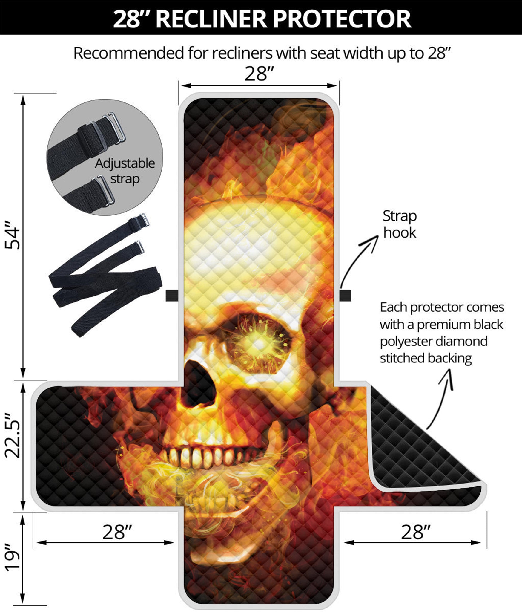 Burning Evil Skull Print Recliner Protector