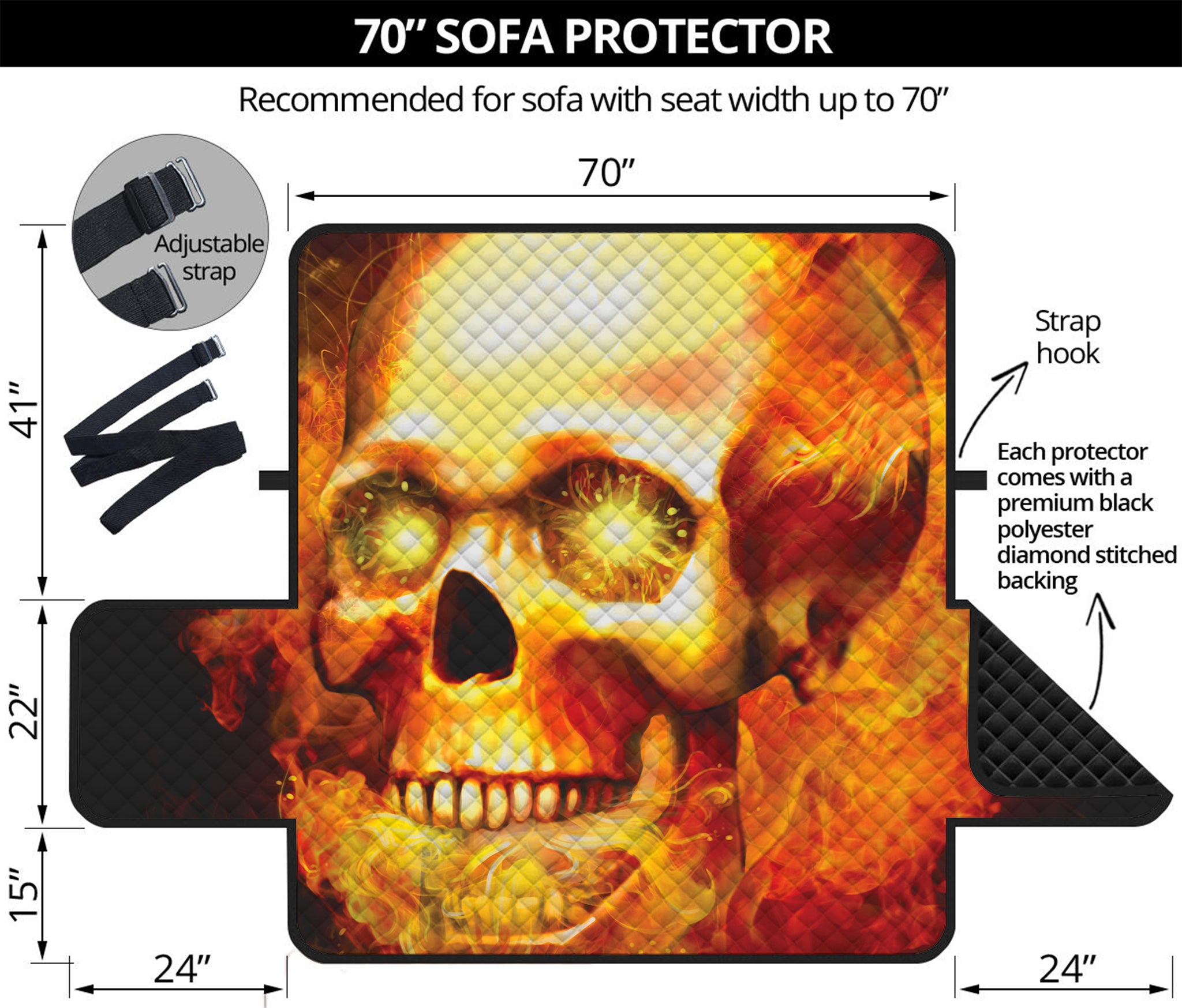 Burning Evil Skull Print Sofa Protector