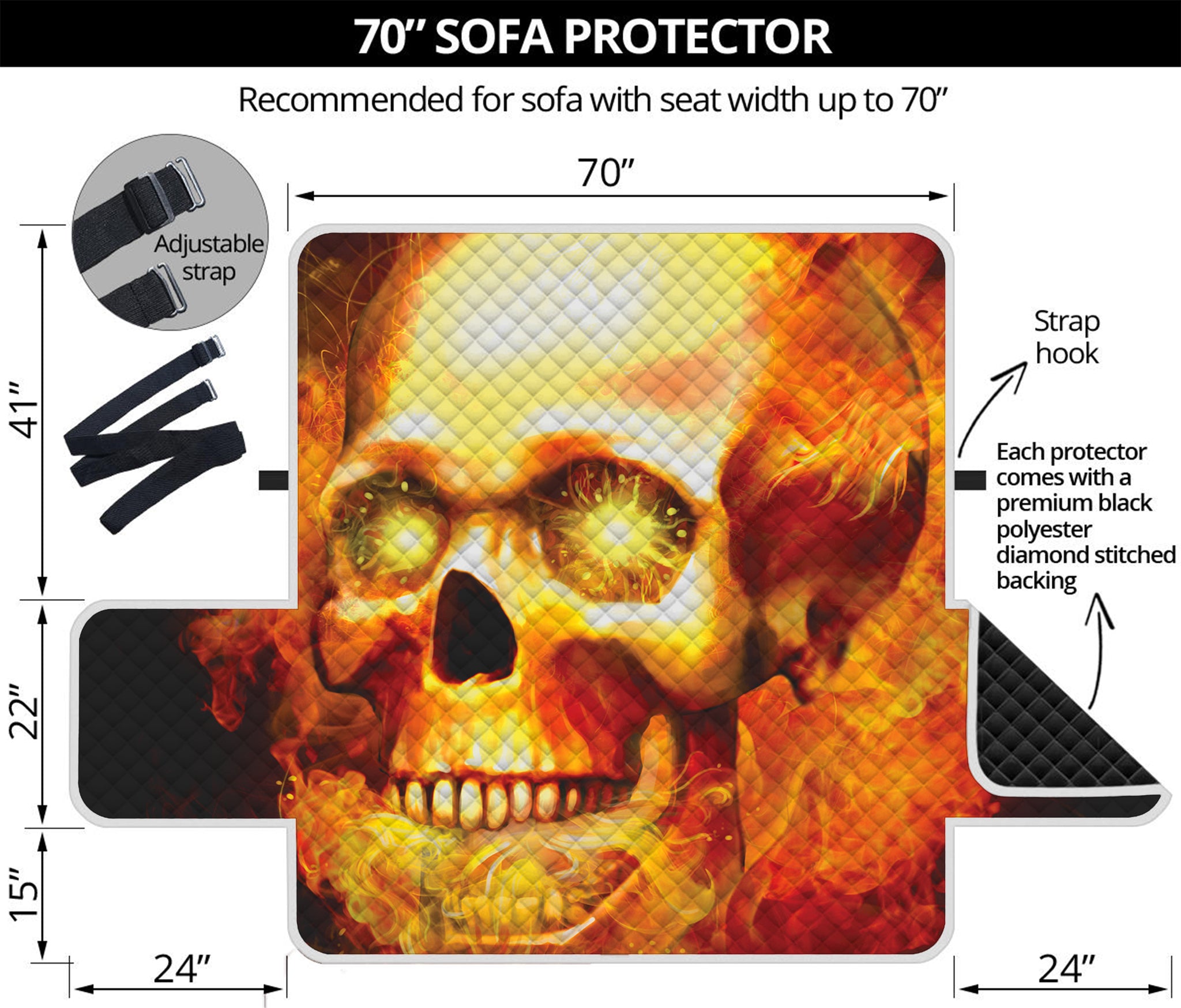 Burning Evil Skull Print Sofa Protector