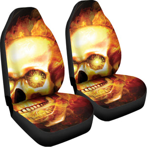 Burning Evil Skull Print Universal Fit Car Seat Covers