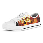 Burning Evil Skull Print White Low Top Shoes