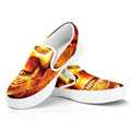 Burning Evil Skull Print White Slip On Sneakers