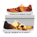 Burning Evil Skull Print White Running Shoes