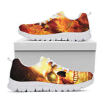 Burning Evil Skull Print White Sneakers