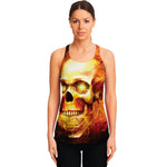 Burning Evil Skull Print Women's Racerback Tank Top