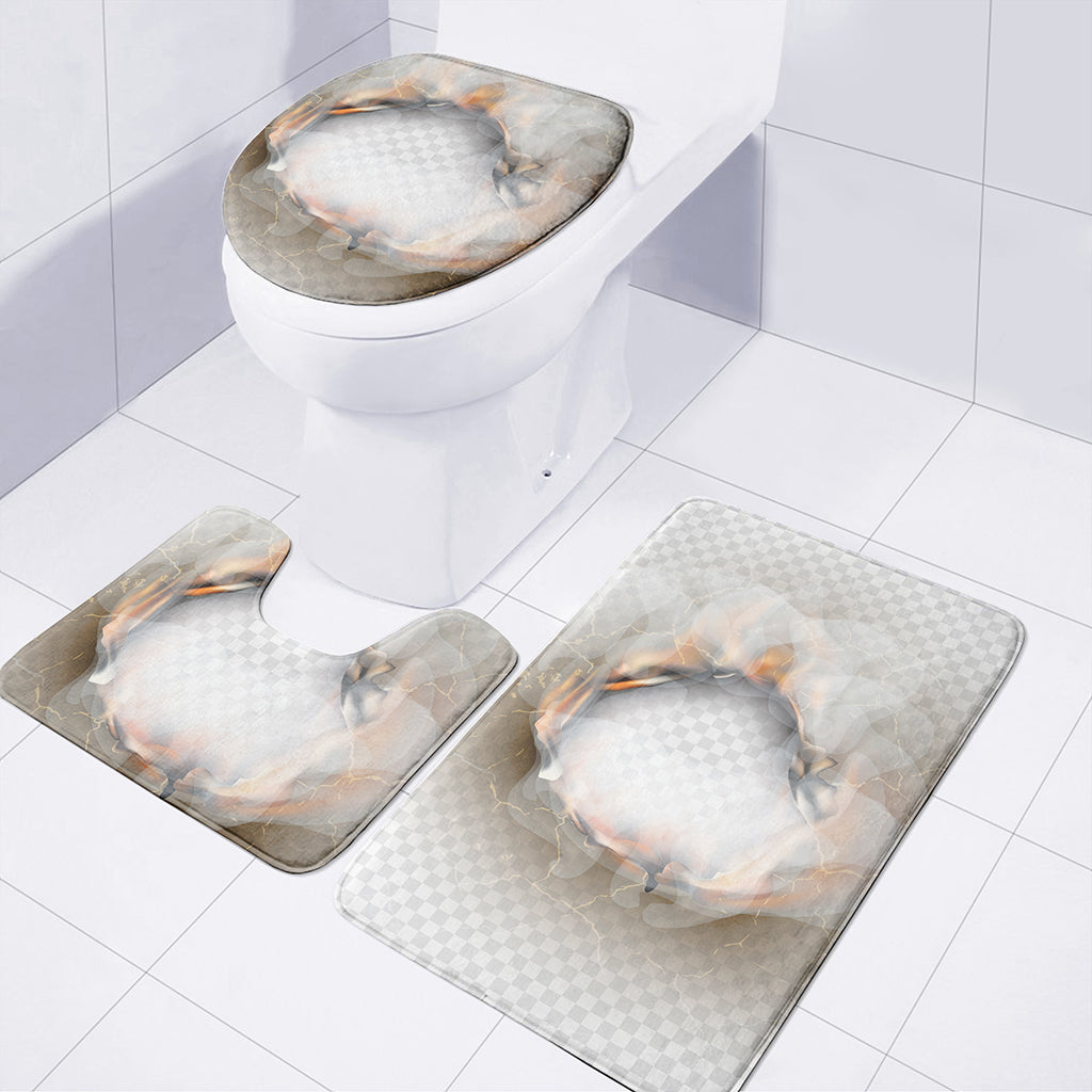 Burning Hole Print 3 Piece Bath Mat Set