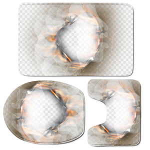 Burning Hole Print 3 Piece Bath Mat Set