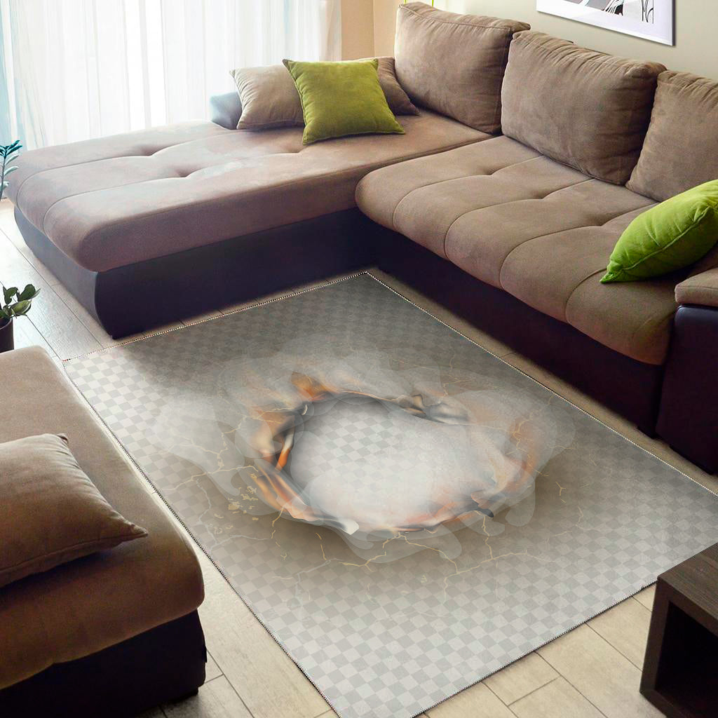 Burning Hole Print Area Rug